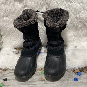 SPERRY black faux fur lined waterproof duck boots size us womens 9.5